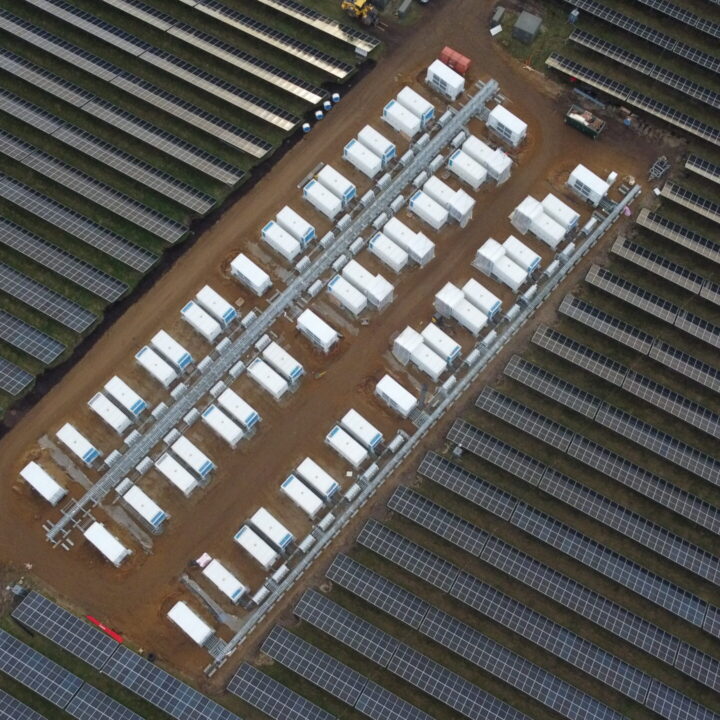 Drone photo of Kvosted battery and solar park