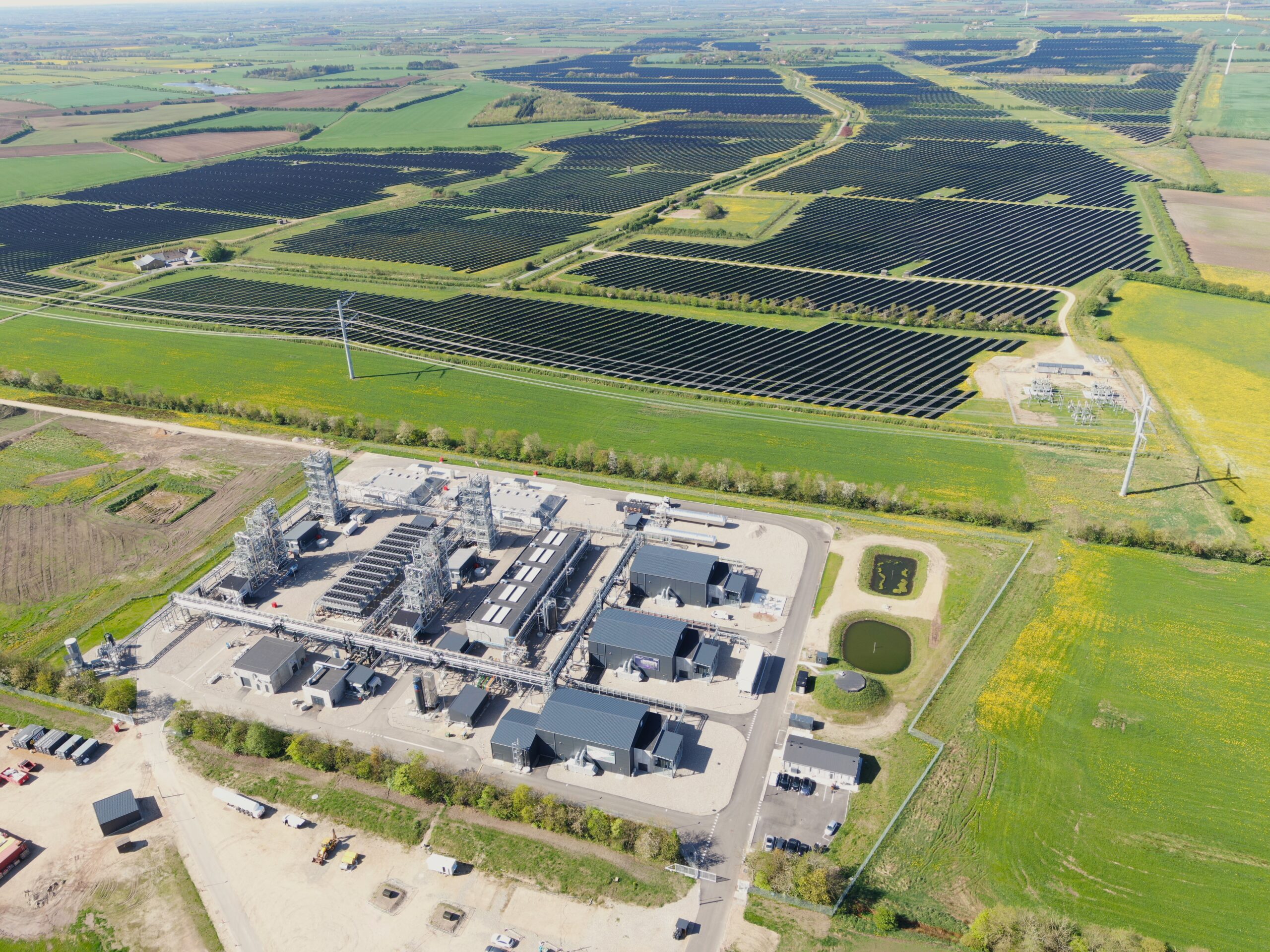 Drone picture of Kassø E-methanol Facility and solar park